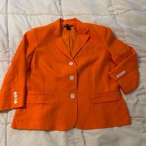 Ralph Lauren Orange Linen Blazer | 3/4 Sleeve | Size 16 Fits Like 12/14 Jacket